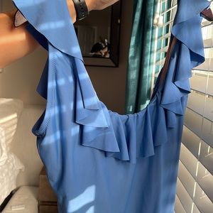 J.Crew Ruffle Scoopback One-piece in Blue - Size 10